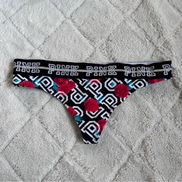 Victoria's Secret PINK | Icon Rose Print Thong Panties | Size Medium - Picture 2 of 6